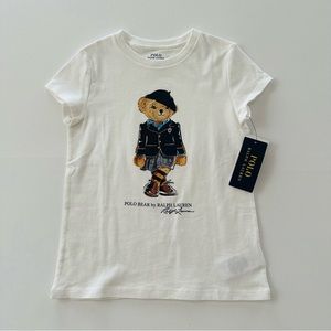 Polo Ralph Lauren 4 6 6X 8-10 Girls Kids Bear Tee Shirt Top